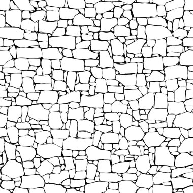 Seamless wall from stones of different sizes (drawn with ink). clipart