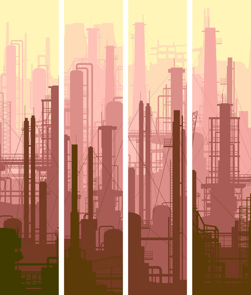Vertical banner industrial part of city.