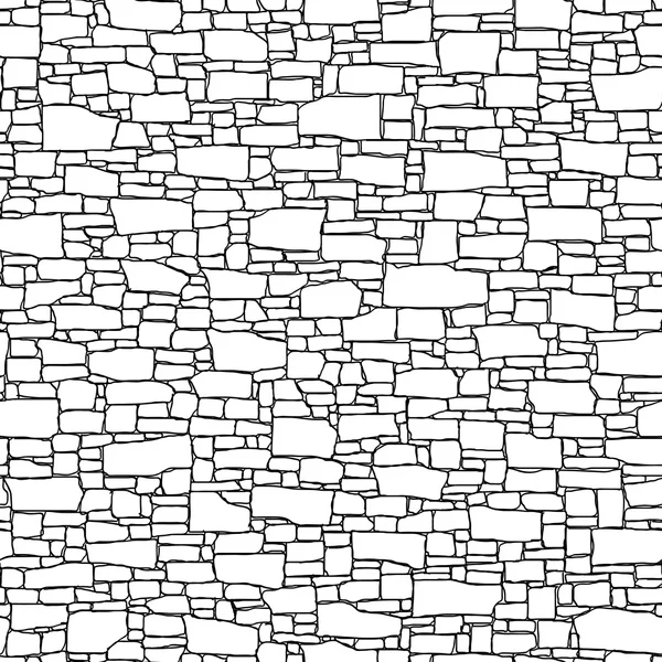 Nahtlose Wand aus Steinen unterschiedlicher Größe (mit Tinte gezeichnet)). — Stockvektor