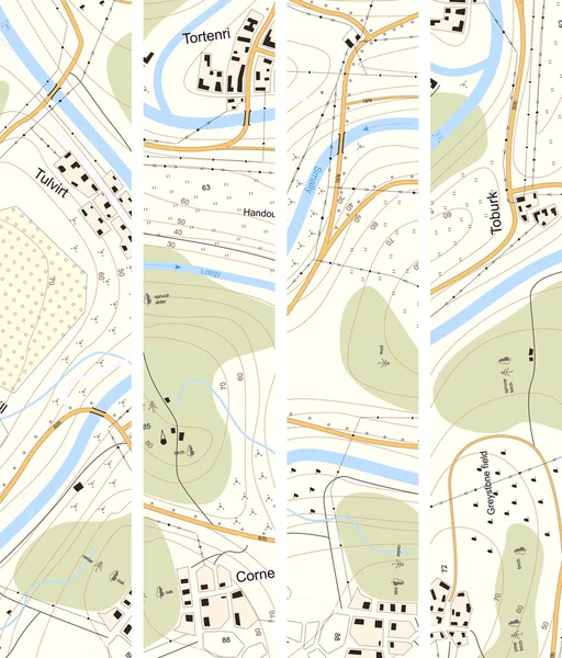 Definir território de mapa topográfico de banner vertical com títulos . Vetor De Stock