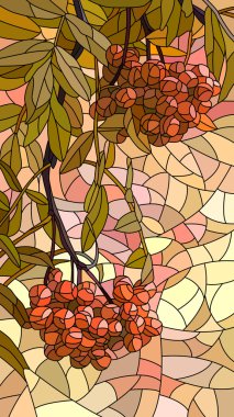 Vector illustration mosaic of red rowan. clipart