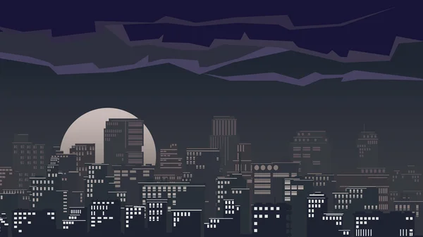 Ilustración de la gran ciudad por la noche . — Vector de stock