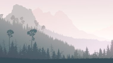 Alacakaranlık yatay illüstrasyon forest Hills.