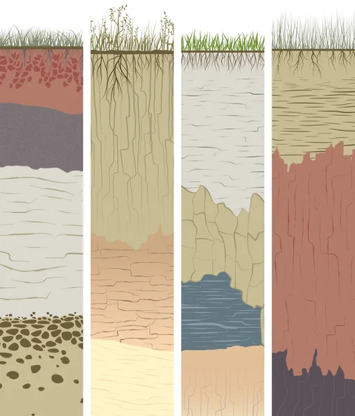 Установка вертикальных баннеров с резкой почвенных колонн (профиль ). — стоковый вектор