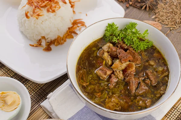 Nasi rawon, Indonesian beef soup — Stock fotografie