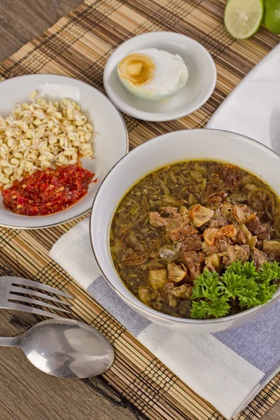 Nasi rawon, Indonesian beef soup — Stock Photo, Image