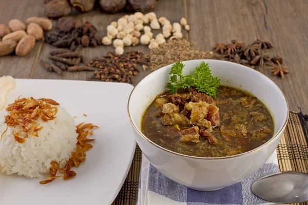 Nasi rawon, Indonesian beef soup — стокове фото