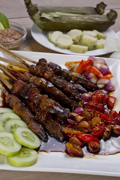 Sate kambing, Indonesian lamb satay — Stock Photo, Image