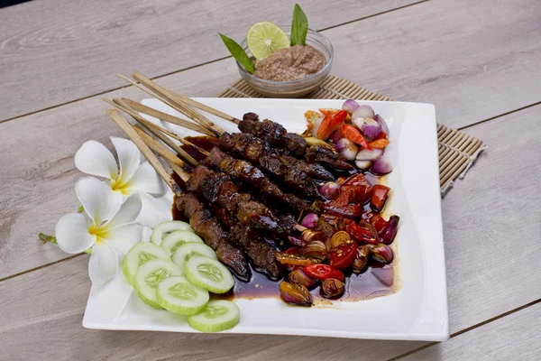 Sate kambing, satay cordeiro indonésio — Fotografia de Stock