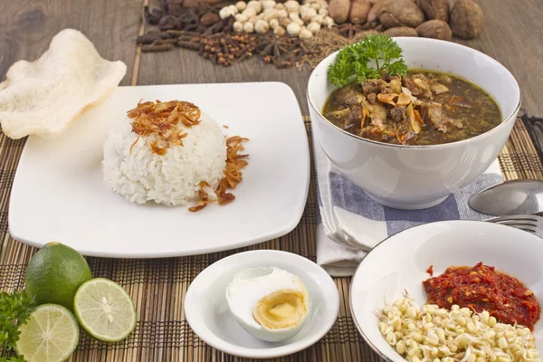 Soto daging Indonesian beef soup — Stock Photo, Image