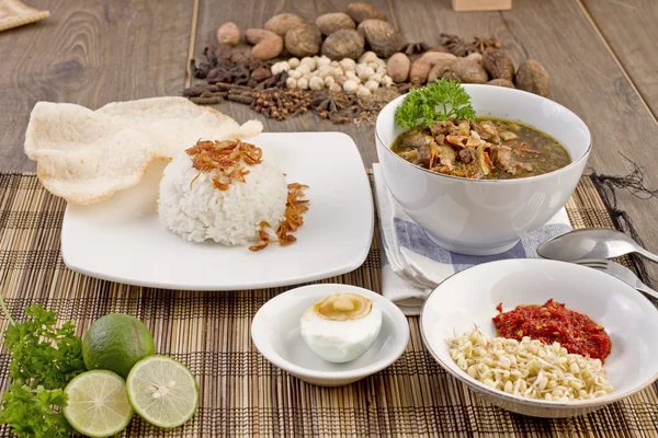 Soto daging Indonesian beef soup — Stock Photo, Image