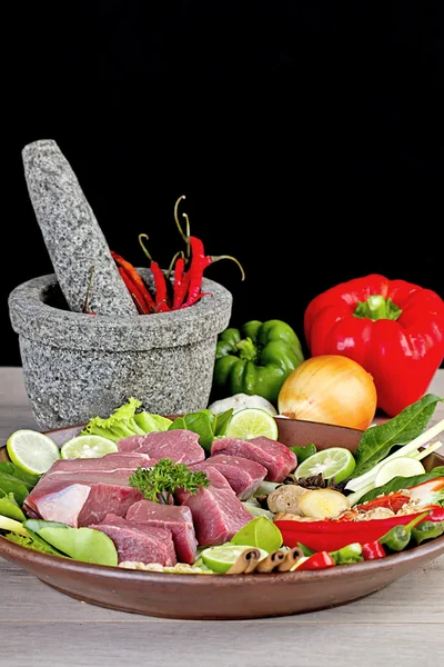 Beef meat and herbs — Stock Photo, Image