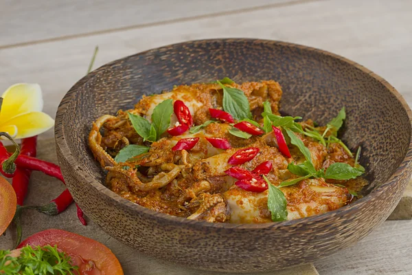 Würziger Curry-Tintenfisch — Stockfoto