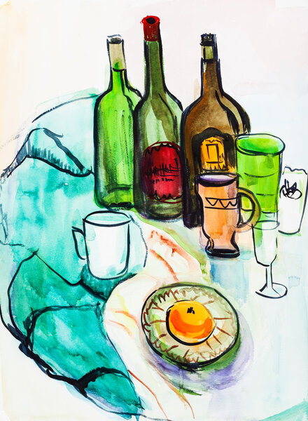 Still life on green cloth