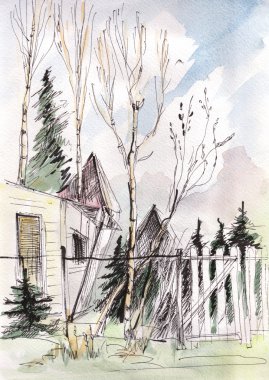 Anlık kroki, çit ve gate