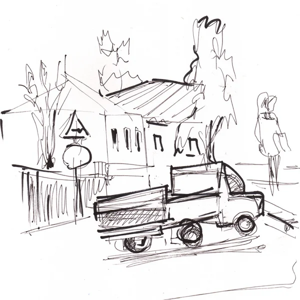 Instant sketch, houses — Stock Photo, Image