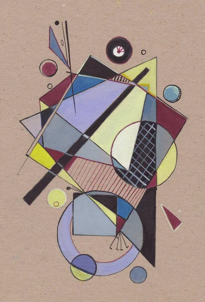 Geometrik soyut resim ile birçok geometrik figür, keder