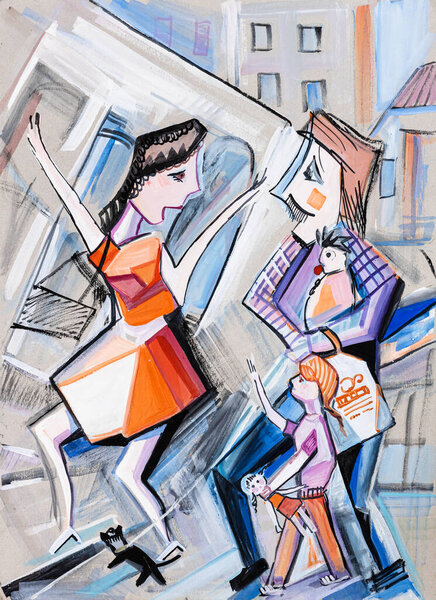 жена уходит, последние инструкции, рисунок в современном стиле