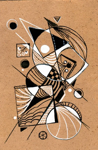 Karton Üzerine Soyut Çizimler Siyah Beyaz Dantel — Stok fotoğraf