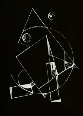 Geometrik şekilli soyut siyah beyaz resim