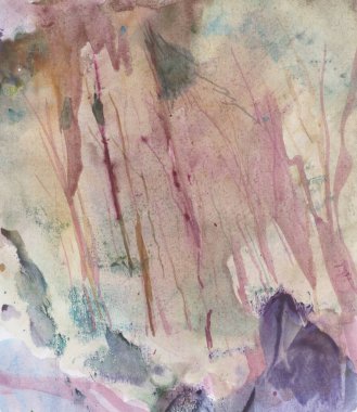 suluboya resim, Nisan ayı ormanı, monotipi