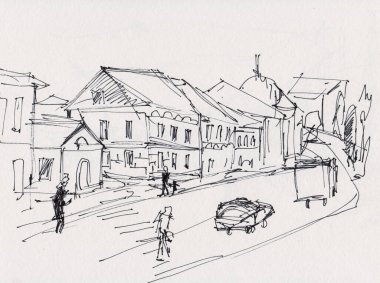 Anında eskiz, eski küçük bir kasaba olan Rusya 'da sokak