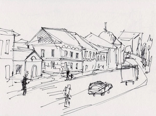 Anında eskiz, eski küçük bir kasaba olan Rusya 'da sokak