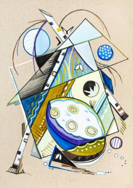 Soyut suluboya resim, soğuk nisan, sıcak günleri bekleyen doğa.