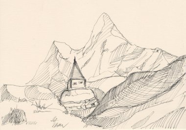 Yüksek dağlardaki antik manastıra bakın.