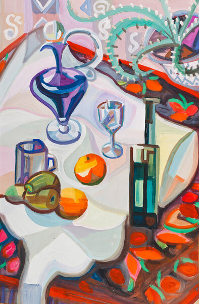 Still-life with violet decanter
