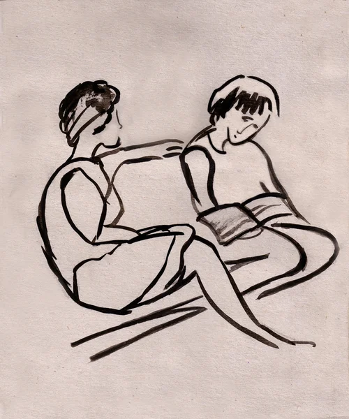 Women sitting on  the sofa — Stock Photo, Image
