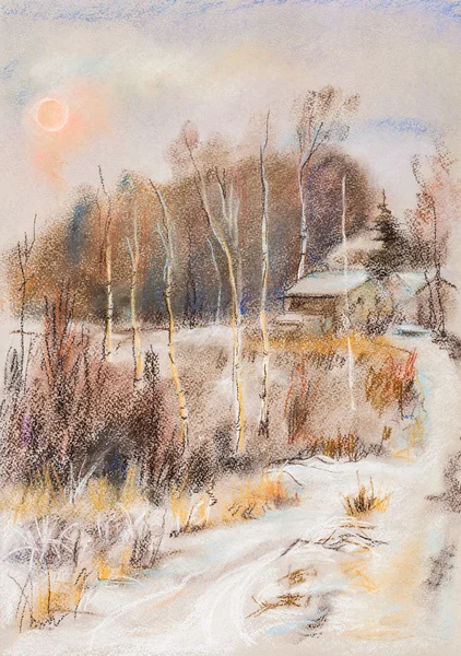 winter landscape with sun