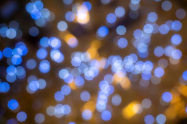 Soyut Mavi ve Altın Bokeh Işık Arkaplanı