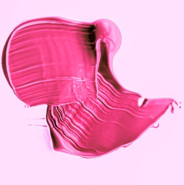 Pembe fırça darbesi ya da makyaj lekesi yakın çekim, güzellik kozmetiği ve ruj dokusu