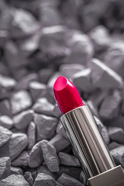 Closeup batom vermelho, maquiagem de luxo e beleza cosmética — Fotografia de Stock