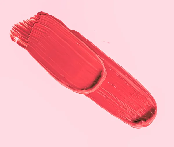 Pincelada roja o maquillaje mancha primer plano, cosméticos de belleza y textura de lápiz labial — Foto de Stock