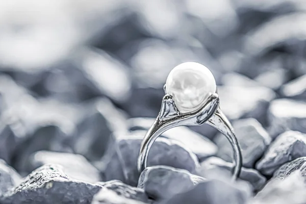 Pearl ring closeup, jewelry and accessory brand