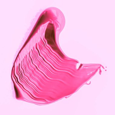 Pembe fırça darbesi ya da makyaj lekesi yakın çekim, güzellik kozmetiği ve ruj dokusu