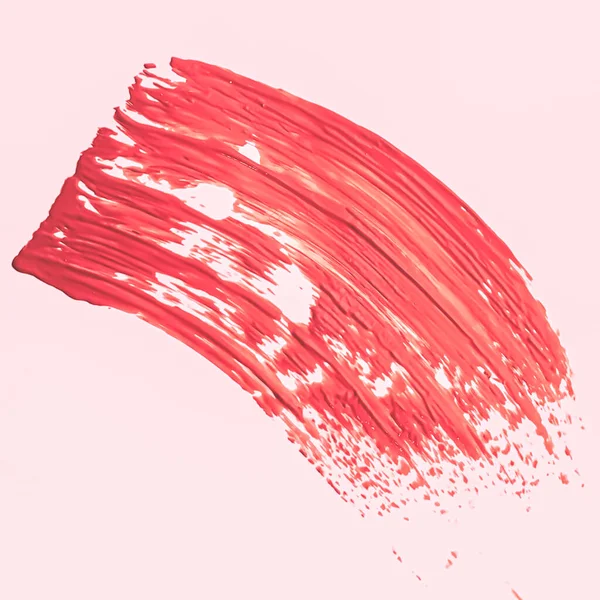 Red brush stroke or makeup smudge closeup, beauty cosmetics and lipstick texture — Stock Photo, Image