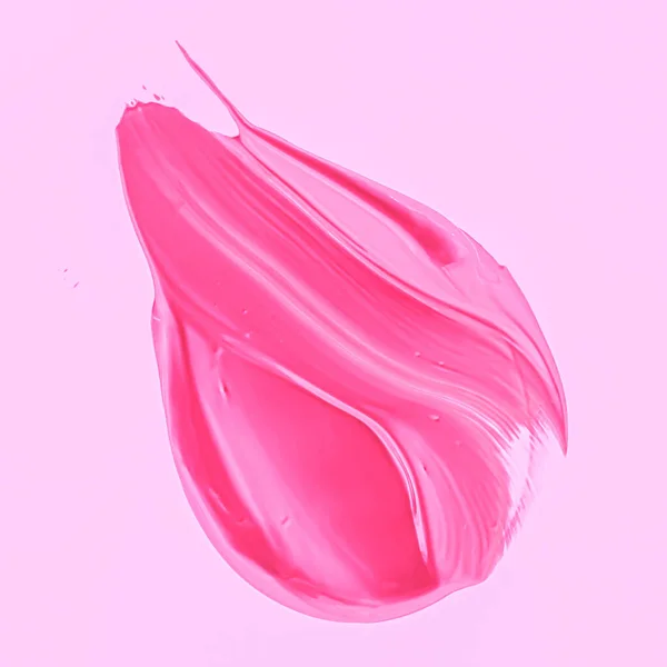 Roze penseelstreek of make-up vlek close-up, beauty cosmetica en lippenstift textuur — Stockfoto