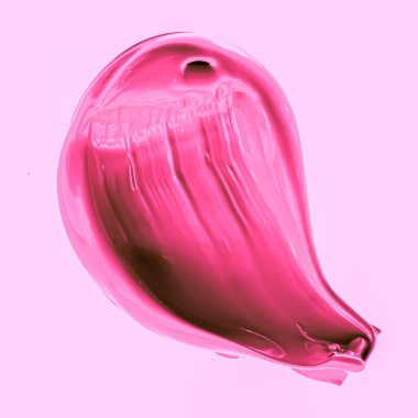 Pembe fırça darbesi ya da makyaj lekesi yakın çekim, güzellik kozmetiği ve ruj dokusu