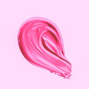 Pembe fırça darbesi ya da makyaj lekesi yakın çekim, güzellik kozmetiği ve ruj dokusu