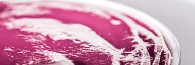 Kahvaltı için pembe kremalı reçel, yemek arkaplanı ve sağlıklı tatlı.