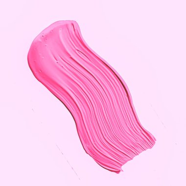 Pembe fırça darbesi ya da makyaj lekesi yakın çekim, güzellik kozmetiği ve ruj dokusu