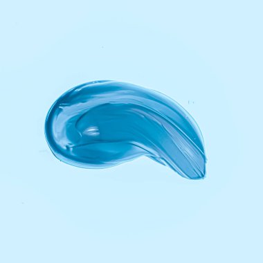 Mavi fırça darbesi ya da makyaj lekesi yakın çekim, güzellik kozmetiği ve ruj dokusu