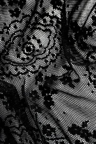 Black lace texture, fabric and textile background — Stock Photo, Image