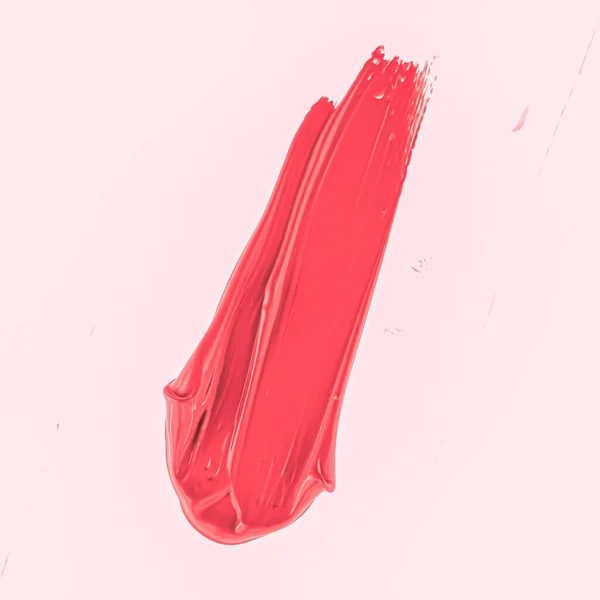 Kırmızı fırça darbesi ya da makyaj lekesi yakın çekim, güzellik kozmetiği ve ruj dokusu — Stok fotoğraf