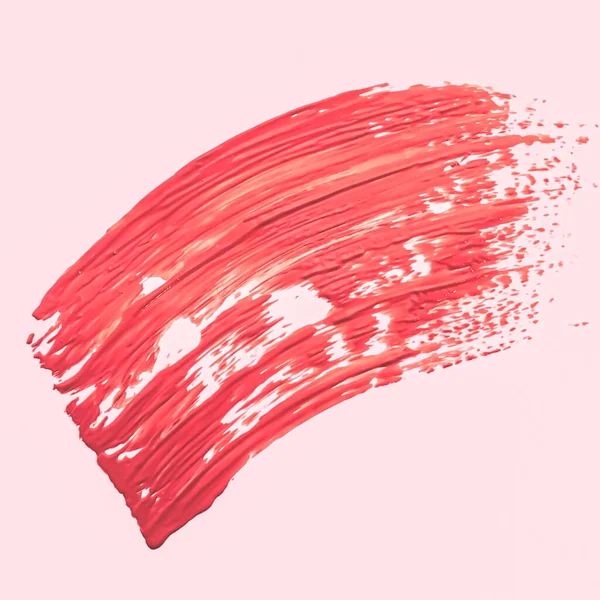 Red brush stroke or makeup smudge closeup, beauty cosmetics and lipstick texture — Stock Photo, Image