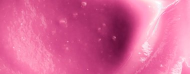 Kahvaltı için pembe kremalı reçel, yemek arkaplanı ve sağlıklı tatlı.