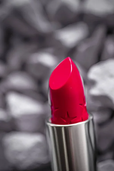 Closeup batom vermelho, maquiagem de luxo e beleza cosmética — Fotografia de Stock